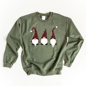 Simply Sage Market Women's Graphic Sweatshirt Buffalo Check Gnomes - 1 of 2