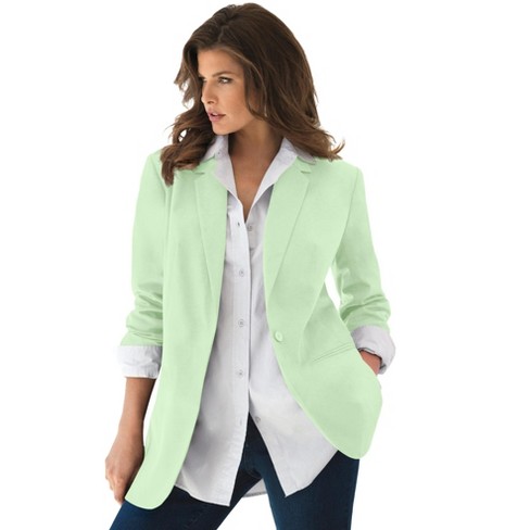 Roaman s Women s Plus Size Boyfriend Blazer 20 W Green Mint Target