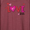 Women's - Barbie - Patterned Love Lightweight French Terry Wide Neck Long Sleeve Shirt - 2 of 4