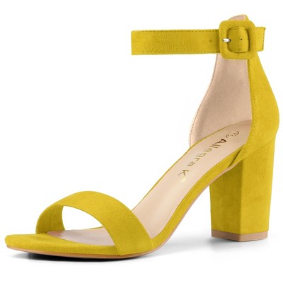 Allegra K Women's Back to College Open Toe Ankle Strap Chunky Heel Sandals