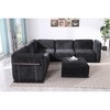 Standard Velvet Fabric Modular L-Shaped Sectional Sofas Set with Multiple Independent Seats, Includes Ottoman, and Wooden Metal Armrests - 3 of 4