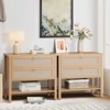 Rattan Nightstand Set of 2 -  Boho Nightstand with 2 Drawers & Shelf (Modern Farmhouse Side Tables for Bedroom/Living Room) - 2 of 4