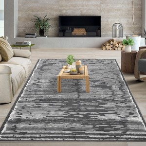 Washable Striped Area Rug Non-Slip Strip Rugs for Living Room Low Pile Floor Carpet Rugs for Bedroom Dining Room Home Office - 1 of 4