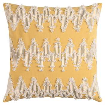 20"x20" Oversize Frayed Chevron Square Throw Pillow Yellow - Rizzy Home