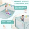 Safstar Baby Playpen, 49.5" x 49.5" Toddler Play Yard w/ 50 Ocean Balls & 4 Pull Rings, Non-Slip Safety Play Pen w/Zippered Door - 4 of 4