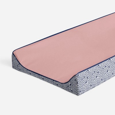 Bacati - Olivia Solid Coral/Navy Quilted Changing Pad Cover