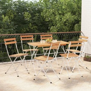 vidaXL 7 Piece Folding Bistro Set Solid Wood Acacia and Steel - 1 of 4