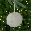 Northlight Faux Fur Christmas Ball Ornament - 4" - White - 2 of 4