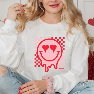 Simply Sage Market S.W.Smiley Valentine Smiley Checkered Sweatshirt