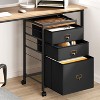 Acekool Mobile Filing Cabinet, Black Under Desk File Cabinet with Lockable Wheels, Metal Office Storage Organizer for Home Office, Workplace - 3 of 4