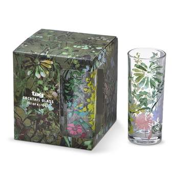 TAG Set of 4 Garden Floral Clear Glass Drinkware Glassware with Flower Print, 10 oz.