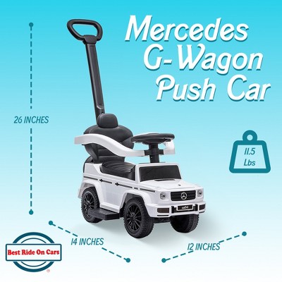 White Mercedes G-Wagon 3-in-1 Kids Push Car with Faux-Leather Seat