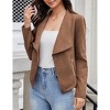KOJOOIN Women's Fashion Faux Suede Jackets 2024 Clothes Lapel Long Sleeve Open Front Outerwear Cropped Coats - 2 of 4