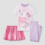 Toddler Girls' 2pc Peppa Pig Once Upon a Dream Snug Fit Pajama Set with Satin Tutu - Purple