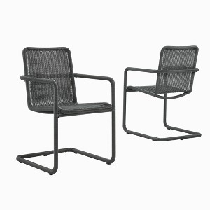 Modway Abacus Outdoor Wicker Dining Chairs Set of 2 in Slate-Wicker Patio Chairs w/Cantilever Steel Frame - 1 of 4