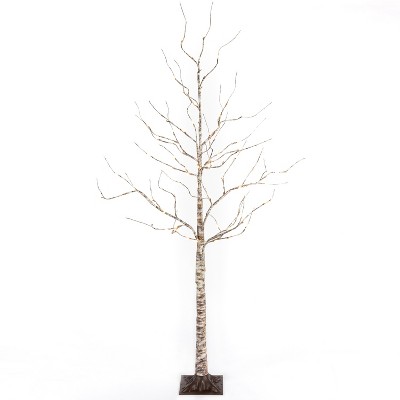 GIL 6-Foot High Electric Birch Bark Effect Lighted Tree with LED Warm White Lights