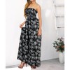 LA LEELA Women's House Daily Routine Evening Wear Boho A line Slit Maxi Dress Smocked Top Evening Long Tube Dresses for Women One Size Black, Tree - 2 of 4