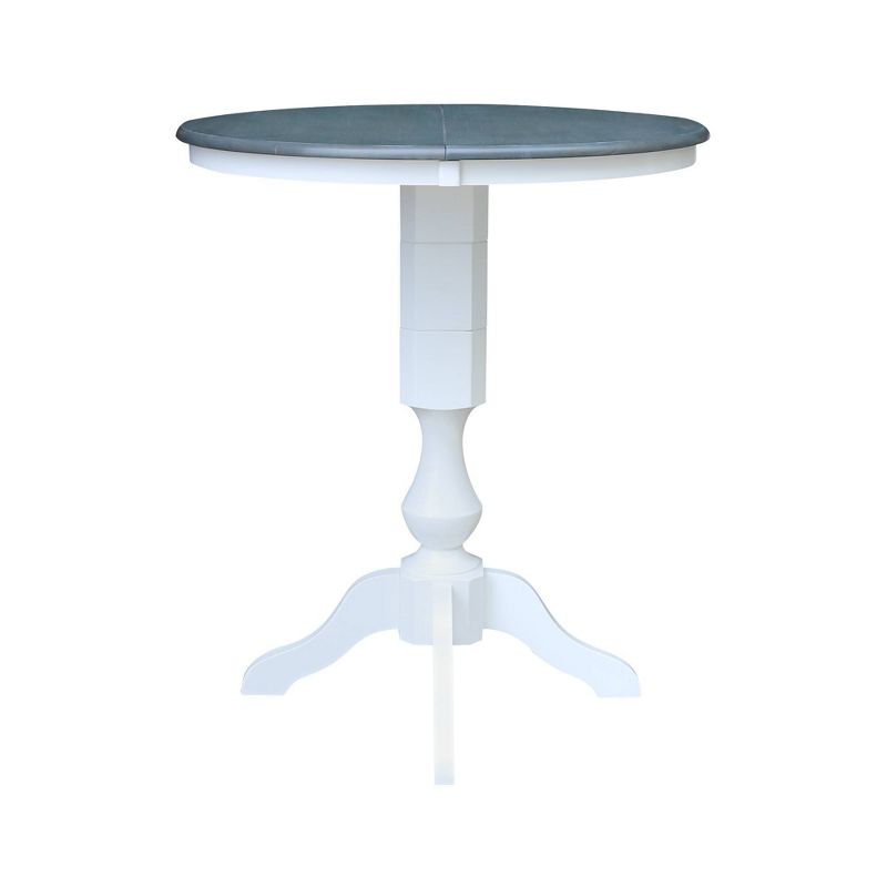 36&#34; Kent Round Top Bar Height Pedestal Dining Table with 12&#34; Leaf White/Heather Gray - International Concepts, 3 of 11