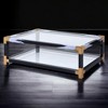 Rectangle Clear Glass Coffee Table with Brushed Finish and Open Storage for Modern Living Room - 3 of 4