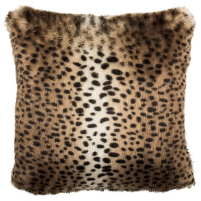 Faux Leopardis Pillow - Black/Brown - 20" x 20" - Safavieh