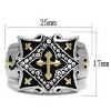 Slickblue Men’s Stainless Steel Ring , Gold Cross Motif with Synthetic Crystal, Silver Base, Detailed Pattern,Sizes 8-13 - 2 of 4