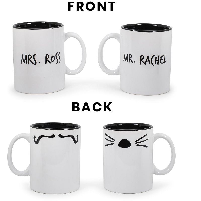 Ukonic Friends Mr. Rachel Whiskers and Mrs. Ross Moustache Double-Sided Mugs | Set of 2, 2 of 8