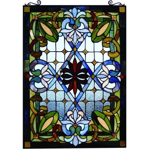 Fine Art Lighting- Rectangle Tiffany Stained Glass Window Panel, 100% Genuine Stained Glass, 480 Glass cuts, Large Size: 20 by 29-Inch - 1 of 4