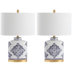 Kamdyn Table Lamp (Set of 2) - 23.75 Inch Height - TBL4145 - Blue/White - Safavieh - 1 of 4