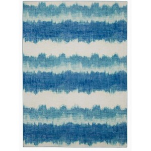 HomeStock Outdoor Washable Apopka Ivory & Blue 5' X7', Machine Woven with Printed Designs, Coastal Rug - 1 of 4