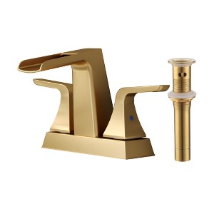 CASAINC Deck Mounted 3 Hole Double Handle Centerset Bathroom Sink Faucet with Pop-Up Drain - 1 of 4