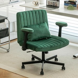 QingMoon Criss Cross Office Chair, Velvet Desk Chair, Wide Seat Computer Chair with Adjustable Arms and Reclining Backrest for Home Office - 1 of 4