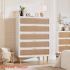 Rattan 5 Drawer Dresser for Bedroom, Chest of Drawers with Deep Drawers, Large Double Dresser for Closet with Wide Top, Tall Wooden Dresser - 3 of 4