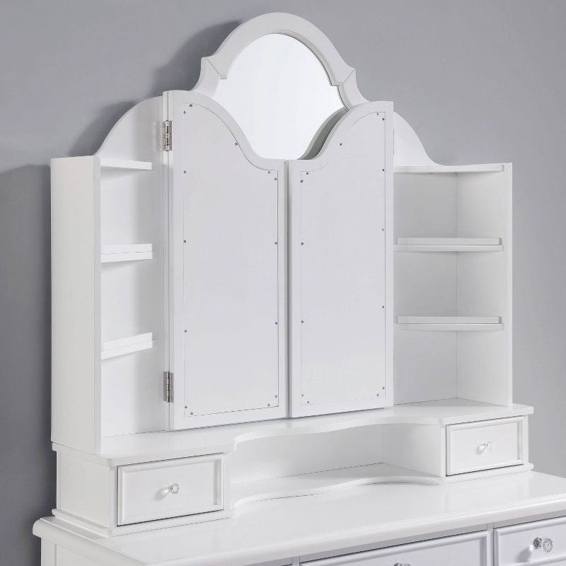 3pc Anza Multi Storage Vanity Set with Tri Fold Mirror and Stool White - HOMES: Inside + Out, 4 of 6