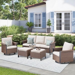 Buenhomino All-Weather Wicker Patio Sofa Conversation Set - 1 of 4