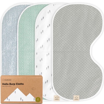 KeaBabies 4pk Hallo Baby Burp Cloths, Organic Cotton Burp Cloth for Girls, Boys, Soft & Absorbent Burping Cloths