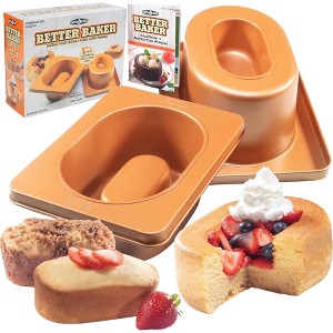 Cook's Choice 2-In-1 Better Baker Edible Food Bowl & Mini Loaf Maker w Recipe Cookbook- XL Bowl & Cake- Double-Sided Stainless Steel Non-Stick Pan - 1 of 4
