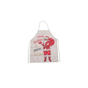 Unique Bargains Christmas Aprons Cotton Linen Beige Red White 26.77"x21.65" 1 Pcs - 1 of 4