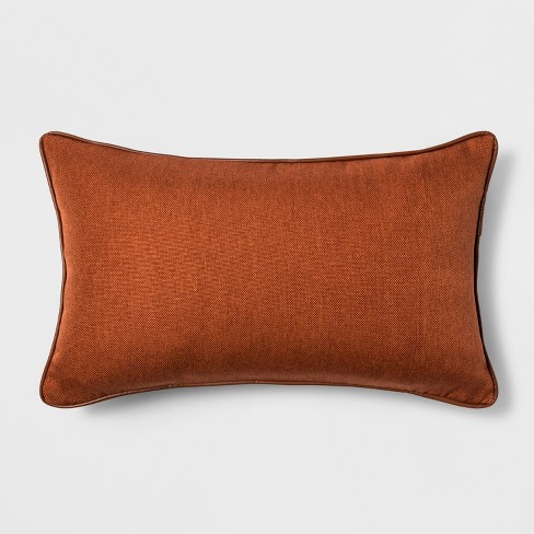 Faux Leather Piping Lumbar Throw Pillow Orange Threshold Target