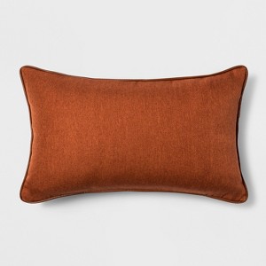 Faux Leather Piping Lumbar Throw Pillow Orange - Threshold
