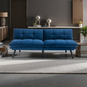 Leather-Look 2-Seater Convertible Sofa Bed with Adjustable Arm & Backrest - 1 of 4