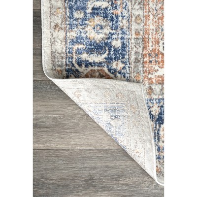 Oval Easy-Care Synthetic Blue Spot Area Rug