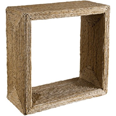Coastal Breeze 22" Square Woven Banana Plant Wood Accent Table