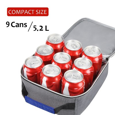 Small Blue and Gray Insulated Polyester Lunch Tote