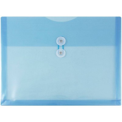 JAM Paper 12pk Plastic Envelopes with Button & String Tie Closure - Letter Booklet - 9 3/4 x 13 - Blue