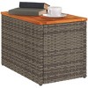vidaXL Garden Side Table Grey and Brown PE rattan and solid acacia wood - 4 of 4