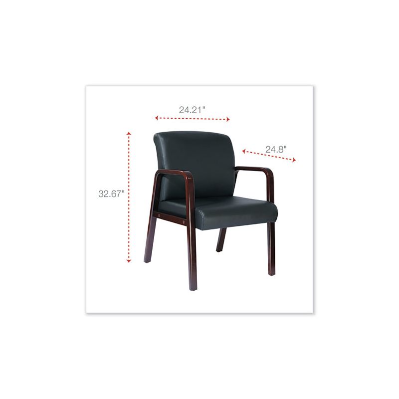 Alera Alera Reception Lounge WL Series Guest Chair, 24.21" x 24.8" x 32.67", Black Seat, Black Back, Mahogany Base, 2 of 8