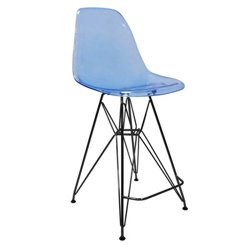 Minimalist Barstool with Durable Plastic Seat and Black Steel Base - Cresco Series by LeisureMod - image 1 of 4