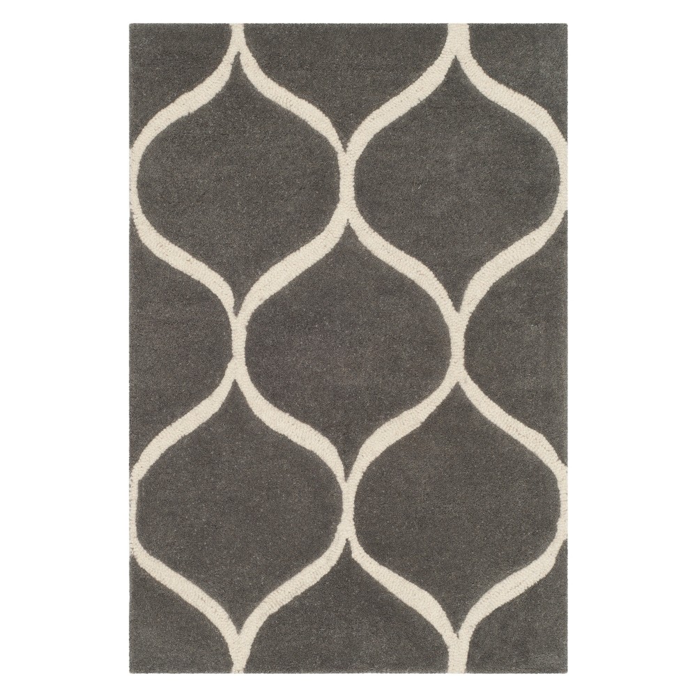 2'x3' Brittany Geometric Tufted Accent Rug Dark Gray/Ivory - Safavieh