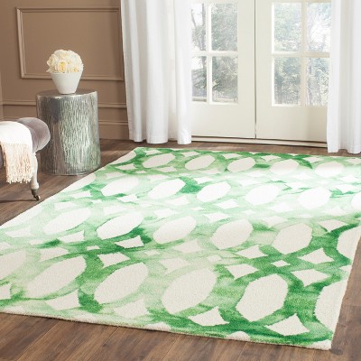 Handmade Ivory & Green Wool Tufted Area Rug 3' x 5'