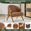 Mid-Century Accent Chair, Teddy Velvet, Linen, PU Leather with Wood Frame（1pc） - 3 of 4